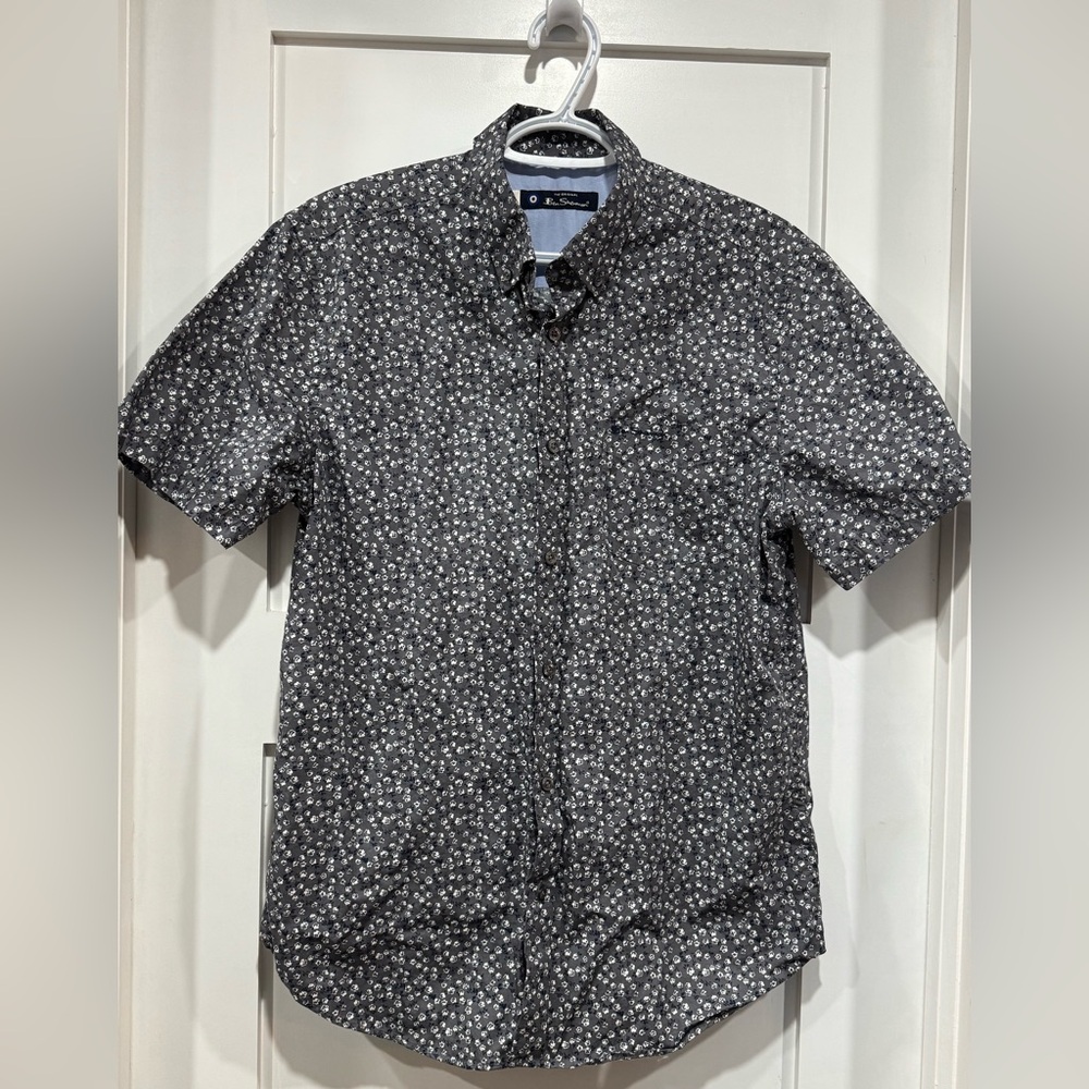 Ben Sherman Black and White Floral Button Down Shirt